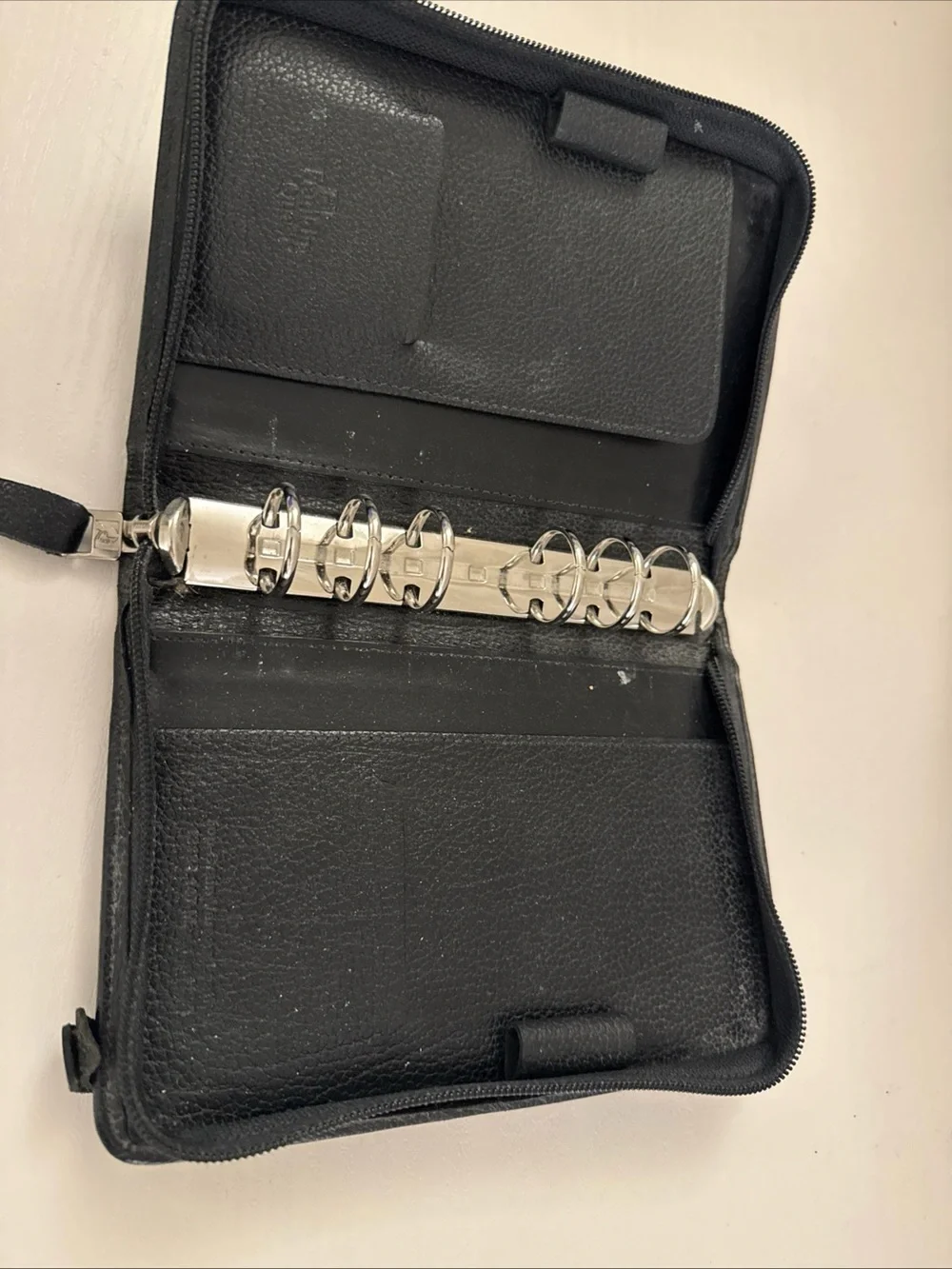 Vintage 90,s Franklin Quest Black Leather Zip Organizer planner